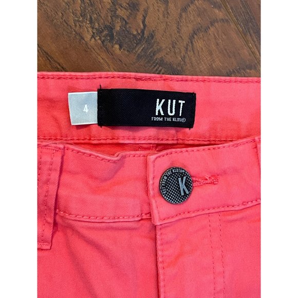 KUT from the Kloth Connie High-Rise Fab AB Ankle Skinny-Raw Hem in Coral Size 4 - Picture 3 of 8